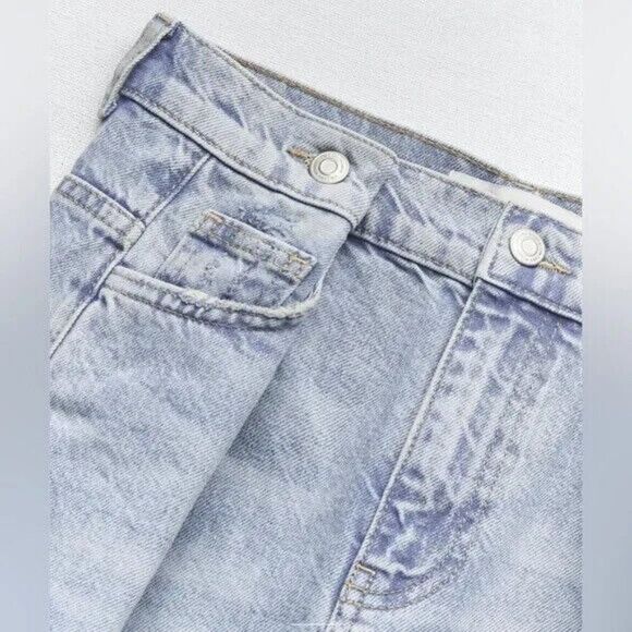 Zara Womens Jeans EU 38 US 6 Blue Wide Leg Adjustable Relaxed Fit 6186/242 NWT - Picture 3 of 12